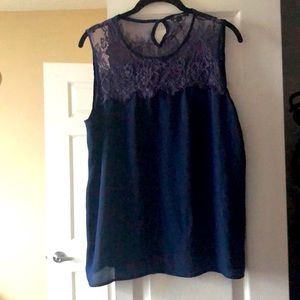 Navy Blue Lace Blouse